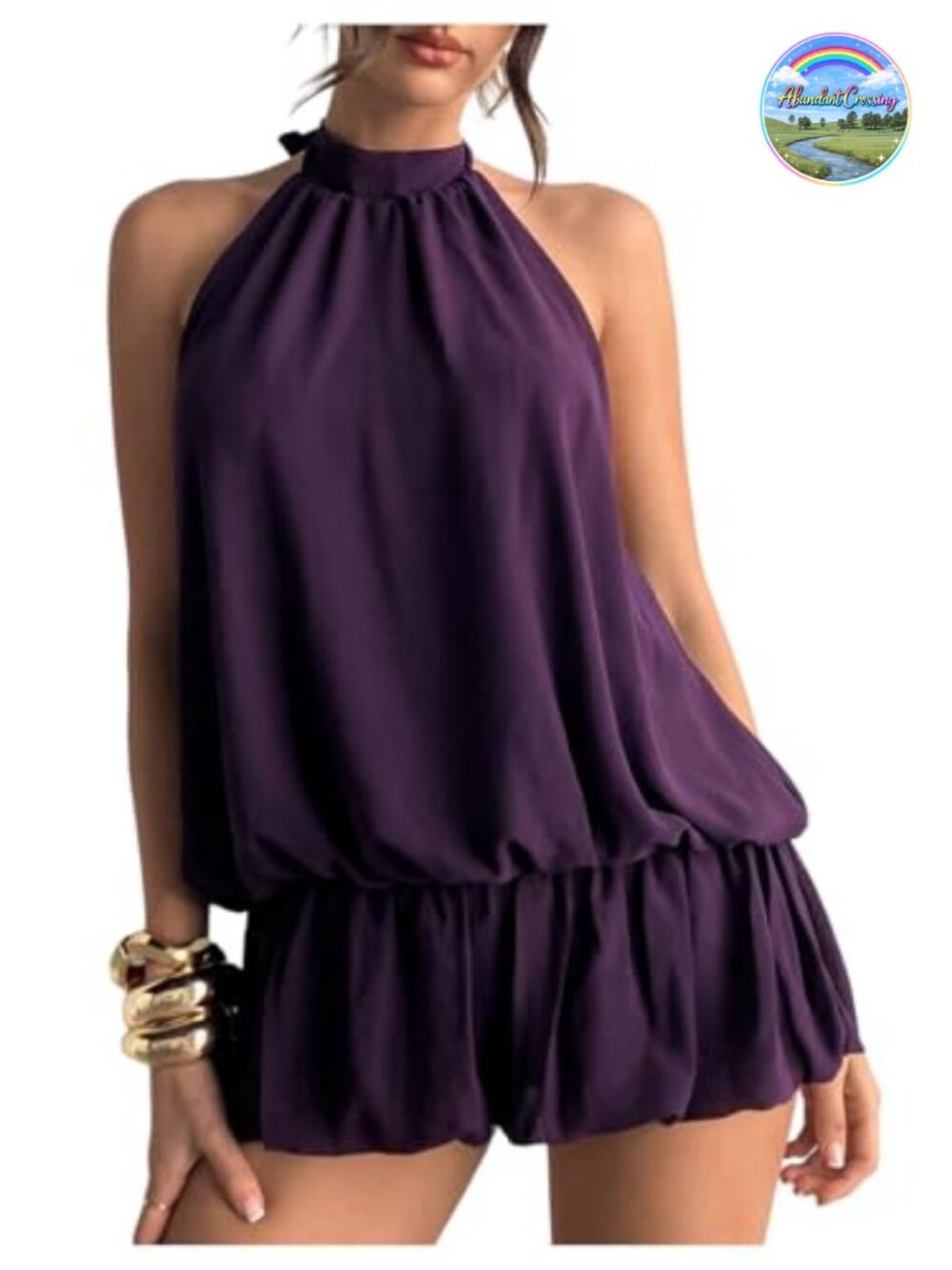 Floerns Womens Backless Sleeveless Halter Neck Ruffle Bubble Hem Mesh Mini Dress